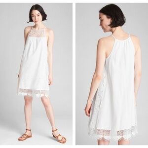 Gap White Crochet Lace Cami Linen Dress